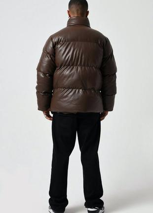 Зимняя куртка под кожу черная мужская vamos3 фото
