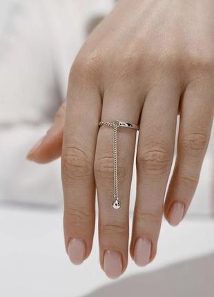 Каблочка с подвеской шарик, кольца серебро 925, серебряная кольца, кольцо серебро 925, кольца цепочка