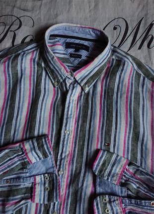Брендова фірмова лляна рубашка сорочка tommy hilfiger,оригінал,нова, розмір xxl,100% льон.5 фото