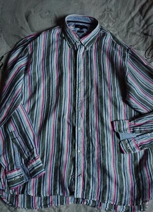 Брендова фірмова лляна рубашка сорочка tommy hilfiger,оригінал,нова, розмір xxl,100% льон.4 фото