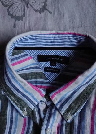 Брендова фірмова лляна рубашка сорочка tommy hilfiger,оригінал,нова, розмір xxl,100% льон.7 фото