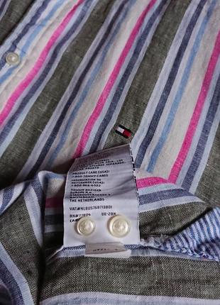Брендова фірмова лляна рубашка сорочка tommy hilfiger,оригінал,нова, розмір xxl,100% льон.10 фото