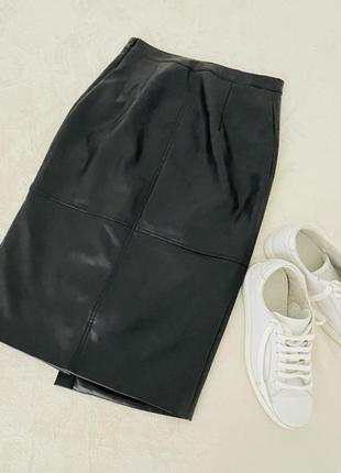 Юбка эко кожа карандаш асимметрия запах черная силуэтная деловая классика модная классическая2 фото