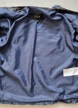 Эффектная синяя куртка-полушубок из иск. меха, демисезон, vila4 фото
