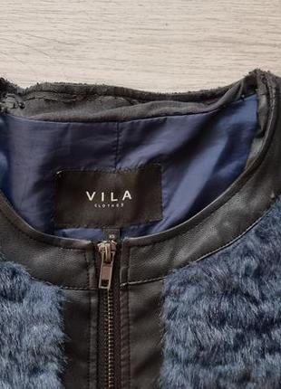 Эффектная синяя куртка-полушубок из иск. меха, демисезон, vila5 фото