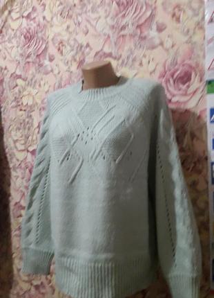 Акриловий мятний светр1 фото