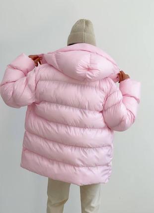 Куртка пуховик з поясом / приталена пухова куртка / зимовий пуховик оверсайз / пухова куртка з капюшоном / зимняя куртка с поясом / дутая куртка3 фото