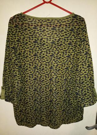 Трикотажная,стильная блузка-хаки с удлинённой спинкой,большого размера,zeeman7 фото