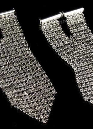 Длинные сережки висюльки fashion, женские серьги подвески вечерние под серебро из медицинской стали