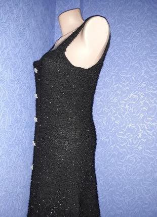 Платье zara черное с пуговицами из страз5 фото