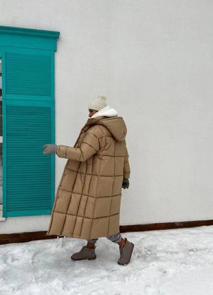 Пуховик оверсайз / пуховик одеяло / зимовий пуховик / довгий пуховик / пуховик прямого крою / пуховик з капюшоном / теплий водонепроникний пуховик8 фото