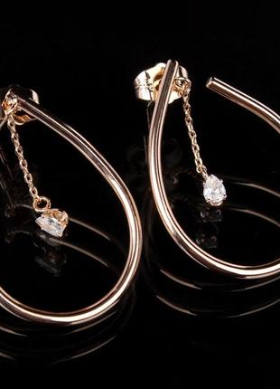 Сережки краплі гвоздики золоті з камінням xuping біжутерія, жіночі сережки у формі краплі підвіски під золото1 фото