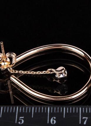 Серьги капли гвоздики золотые с камнями xuping бижутерия, женские сережки в форме капли подвески под золото2 фото