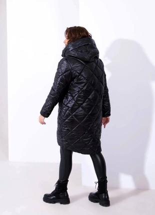 Зима! куртка пуховик пальто стеганое на молнии теплое с капюшоном хаки черная милитари5 фото