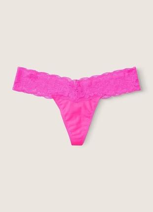 Бавовняні стрінги з мереживом victorias secret pink7 фото