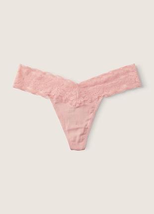 Бавовняні стрінги з мереживом victorias secret pink5 фото