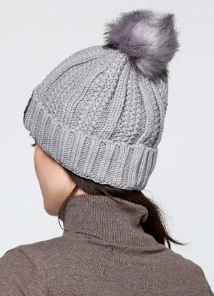 Жіноча шапка жіноча тепла зимова шапка з хутряною помпоном.2 фото