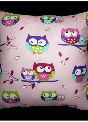 Подушка хатка квадратная фиолетовые совы