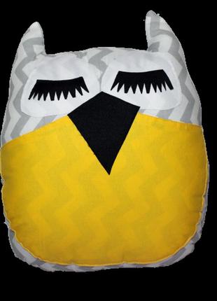 Подушка хатка сова єгипет сіра з жовтим