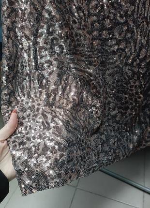 Леопардовое платье в пайетках р.46-483 фото