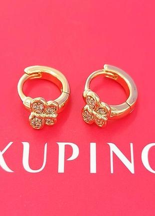 Сережки золоті метелики з камінням біжутерія xuping, жіночі сережки конго метелика під золото