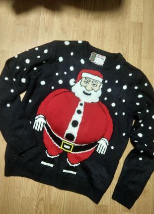Новорічний светр джемпер реглан з пузатим сантою2 фото