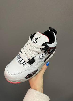 Кросівки nike air jordan 4 retro white black grey red3 фото