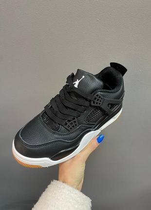 Кросівки nike air jordan 4 retro black white orange3 фото