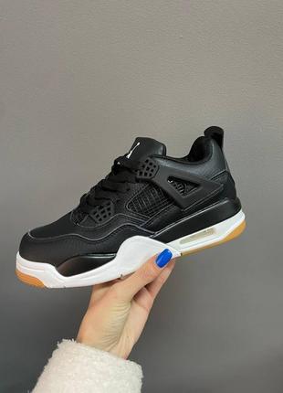 Кросівки nike air jordan 4 retro black white orange2 фото