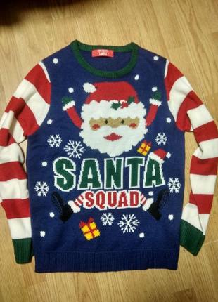 Новорічний светр з санта клаусом джемпер реглан2 фото