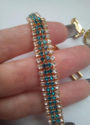 Набор, комплект украшений новый, браслет и серёжки