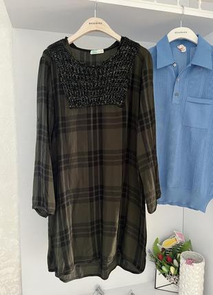 Нарядное котоновое платье в клетку zara