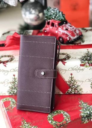 Чудовий подарунок на новий рік та різдво коричневий бордовий гаманець з еко-шкіри