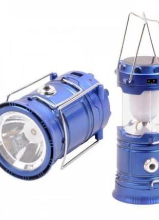 Туристичний ліхтар-лампа на сонячній батареї з функцією павербанку camping mh-5800t (6+1 led).  колір синій4 фото