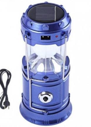 Туристичний ліхтар-лампа на сонячній батареї з функцією павербанку camping mh-5800t (6+1 led).  колір синій8 фото