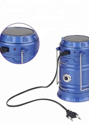 Туристичний ліхтар-лампа на сонячній батареї з функцією павербанку camping mh-5800t (6+1 led).  колір синій10 фото