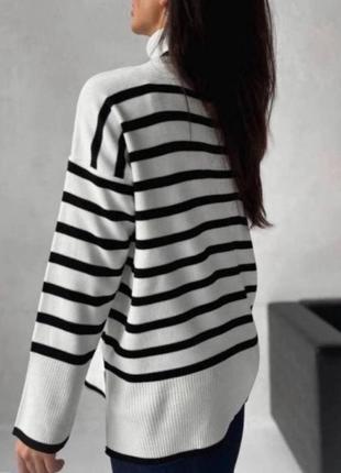 Подовжений светр в полоску вибір кольору 6543