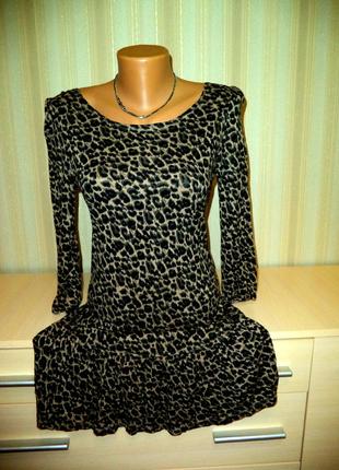 Платье леопардовое с шляркой3 фото