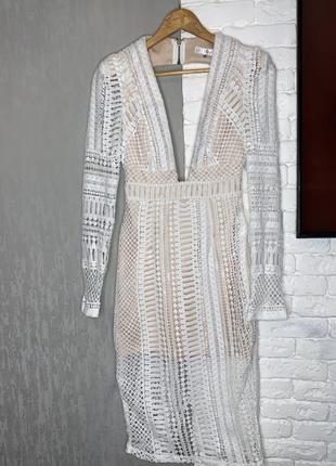 Ажурна сукня міді плаття з шикарним декольте missguided , s/m4 фото