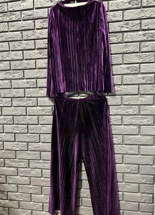 Стильний костюм від zara/фіолетовий костюм/кюлоти/новорічний наряд