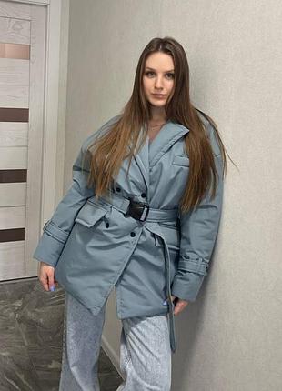 Куртка пальто короткая с поясом синяя бежевая песочная молочная теплая зима осень