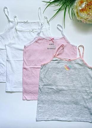 Комплект майочок для дівчинки 7/8  років //бренд: primark