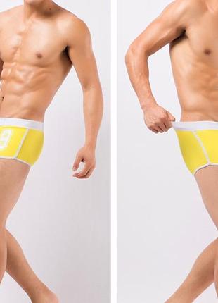 Чоловічі плавки купальні шорти жовті стильні зі шнурком m1 фото