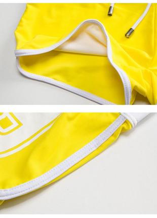 Мужские плавки шорты желтые купальные эластичные со шнурком m6 фото