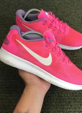 Оригінал/ яскраві, якісні бігові кросівки nike free rn flyknit vivid pink white art 880840-601