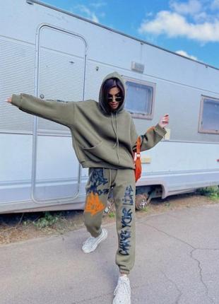 Качественный oversize костюм на флисе, пенье.