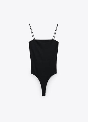 Боді в рубчик на тонких брителях zara