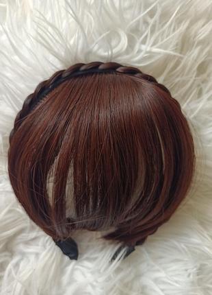 Накладний чубчик на обідку штучна кіска термоволокно шиньйон