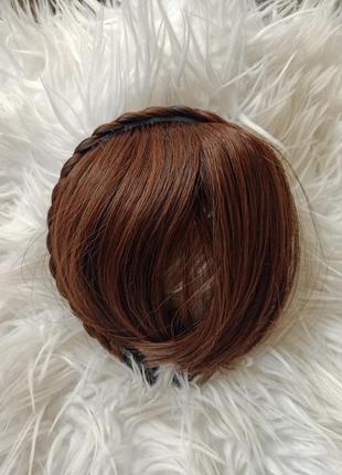 Накладний чубчик на обідку штучна кіска термоволокно шиньйон