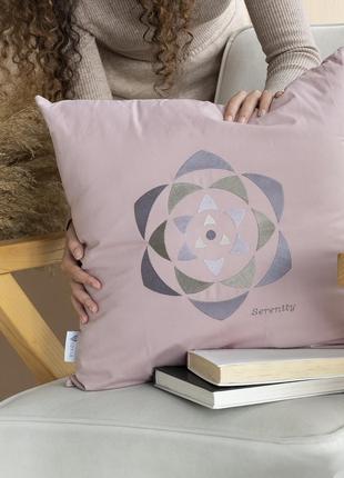 Подушка декоративна rain з вишивкою тм ideia 50х50 см пудра/serenity